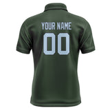 Custom Dark Green Light Blue Short-Sleeve Polo Shirt