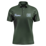Custom Dark Green Light Blue Short-Sleeve Polo Shirt