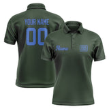 Custom Dark Green Sky Blue Short-Sleeve Polo Shirt