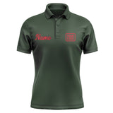 Custom Dark Green Red Short-Sleeve Polo Shirt