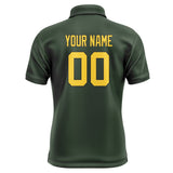 Custom Dark Green Gold Short-Sleeve Polo Shirt