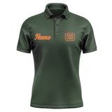Custom Dark Green Orange Short-Sleeve Polo Shirt