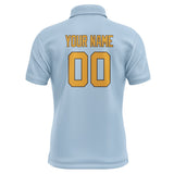 Custom Light Blue Yellow Short-Sleeve Polo Shirt