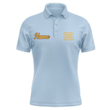 Custom Light Blue Yellow Short-Sleeve Polo Shirt