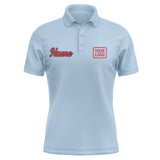 Custom Light Blue Red Short-Sleeve Polo Shirt