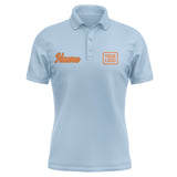 Custom Light Blue Orange Short-Sleeve Polo Shirt