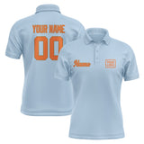 Custom Light Blue Orange Short-Sleeve Polo Shirt