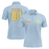 Custom Light Blue Gold Short-Sleeve Polo Shirt