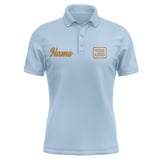 Custom Light Blue Khaki Short-Sleeve Polo Shirt