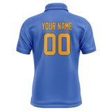 Custom Sky Blue Yellow Short-Sleeve Polo Shirt