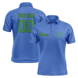Custom Sky Blue Emerald Green Short-Sleeve Polo Shirt