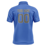 Custom Sky Blue Dark Grey Short-Sleeve Polo Shirt