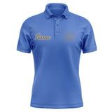 Custom Sky Blue Dark Grey Short-Sleeve Polo Shirt