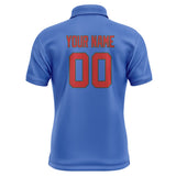 Custom Sky Blue Red Short-Sleeve Polo Shirt