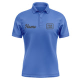 Custom Sky Blue Black Short-Sleeve Polo Shirt