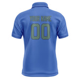 Custom Sky Blue Blue Green Short-Sleeve Polo Shirt