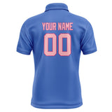 Custom Sky Blue Light Pink Short-Sleeve Polo Shirt