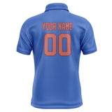 Custom Sky Blue Copper Rose Short-Sleeve Polo Shirt