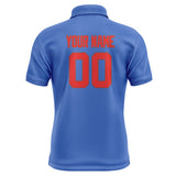 Custom Sky Blue Orange Red Short-Sleeve Polo Shirt