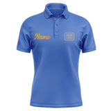 Custom Sky Blue Light Khaki Short-Sleeve Polo Shirt