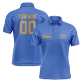 Custom Sky Blue Light Khaki Short-Sleeve Polo Shirt