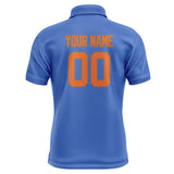 Custom Sky Blue Orange Short-Sleeve Polo Shirt
