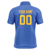 Custom Sky Blue Gold Short-Sleeve Polo Shirt