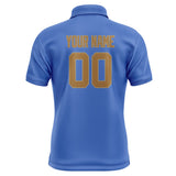 Custom Sky Blue Khaki Short-Sleeve Polo Shirt