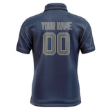 Custom Blue Dark Grey Short-Sleeve Polo Shirt