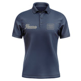 Custom Blue Dark Grey Short-Sleeve Polo Shirt