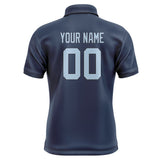 Custom Blue Light Blue Short-Sleeve Polo Shirt