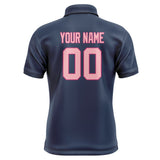 Custom Blue Light Pink Short-Sleeve Polo Shirt