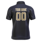 Custom Navy Light Khaki Short-Sleeve Polo Shirt
