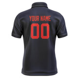 Custom Navy Orange Red Short-Sleeve Polo Shirt