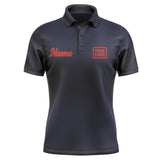 Custom Navy Orange Red Short-Sleeve Polo Shirt