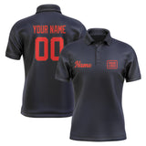 Custom Navy Orange Red Short-Sleeve Polo Shirt