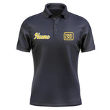 Custom Navy Gold Short-Sleeve Polo Shirt