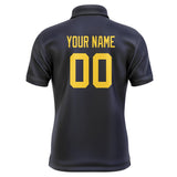 Custom Navy Gold Short-Sleeve Polo Shirt