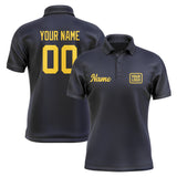 Custom Navy Gold Short-Sleeve Polo Shirt