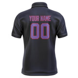 Custom Navy Light Purple Short-Sleeve Polo Shirt