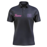 Custom Navy Light Purple Short-Sleeve Polo Shirt