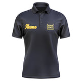 Custom Navy Light Yellow Short-Sleeve Polo Shirt