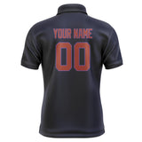 Custom Navy Coral Red Short-Sleeve Polo Shirt