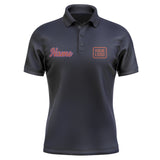 Custom Navy Coral Red Short-Sleeve Polo Shirt