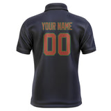 Custom Navy Coral Red Short-Sleeve Polo Shirt