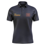 Custom Navy Coral Red Short-Sleeve Polo Shirt