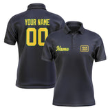 Custom Navy Gold Short-Sleeve Polo Shirt