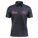Custom Navy Pink Short-Sleeve Polo Shirt