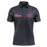 Custom Navy Pink Short-Sleeve Polo Shirt