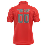 Custom Orange Red Dark Grey Short-Sleeve Polo Shirt